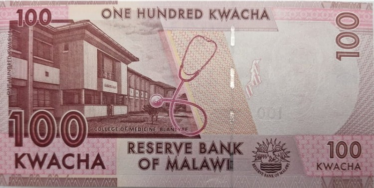Malawi Banknot 100 Kwacha 2020 rewers