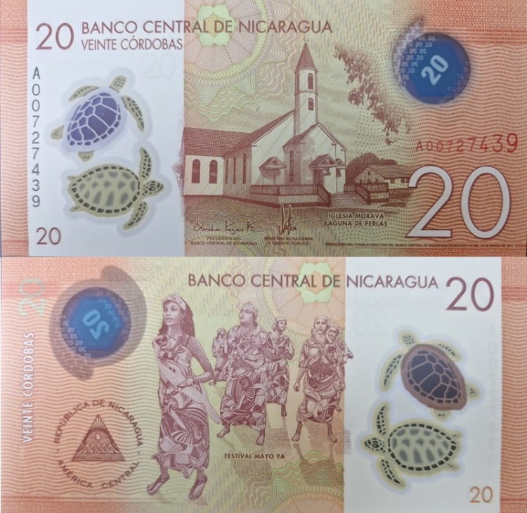 Nikaragua banknot 20 cordobas 2020