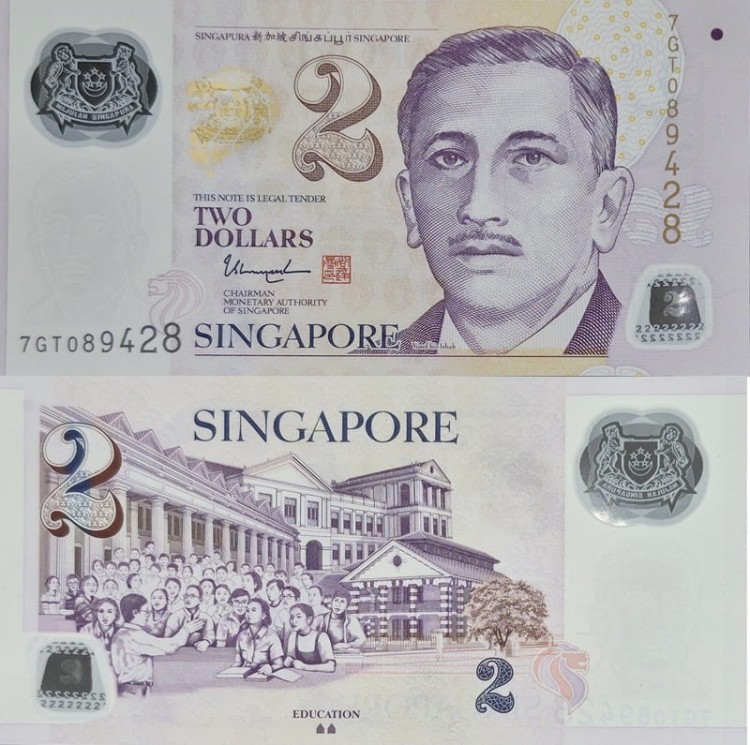 Banknot Singapur 2 dolary 2021