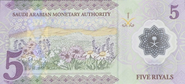 Banknot Arabia Saudyjska 5 riali 2020 rewers
