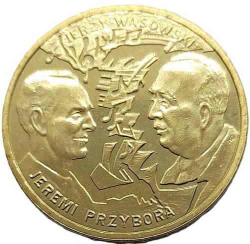 Moneta 2 zł Jeremi Przybora Jerzy Wasowski 2011 rewers