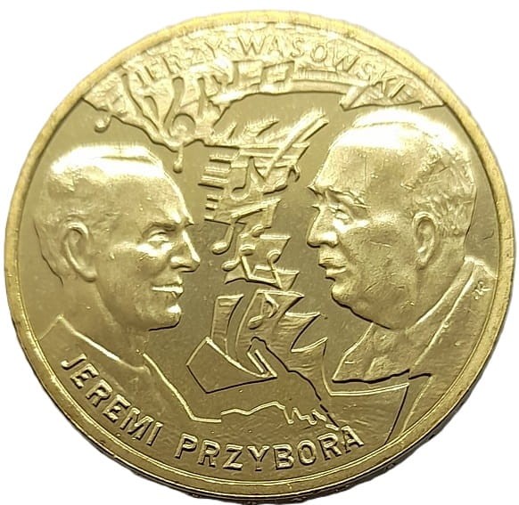Moneta 2 zł Jeremi Przybora Jerzy Wasowski 2011 rewers