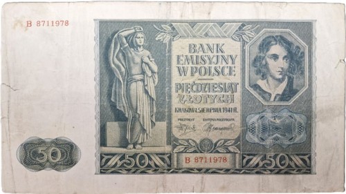 Banknot 50 zł 1941 awers
