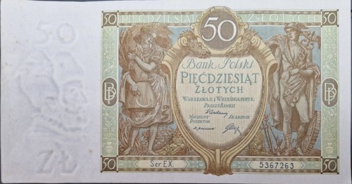 Banknot 50 złotych 1929 awers