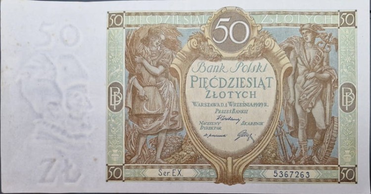 Banknot 50 złotych 1929 awers