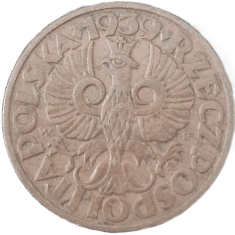 Moneta 5 groszy 1939 awers
