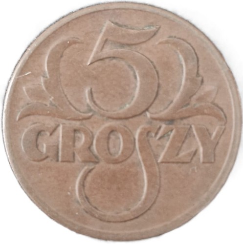 Moneta 5 groszy 1939 rewers