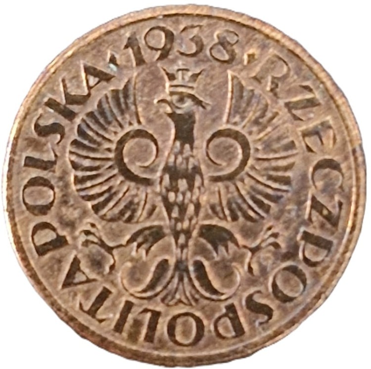Moneta 1 grosz 1938 awers