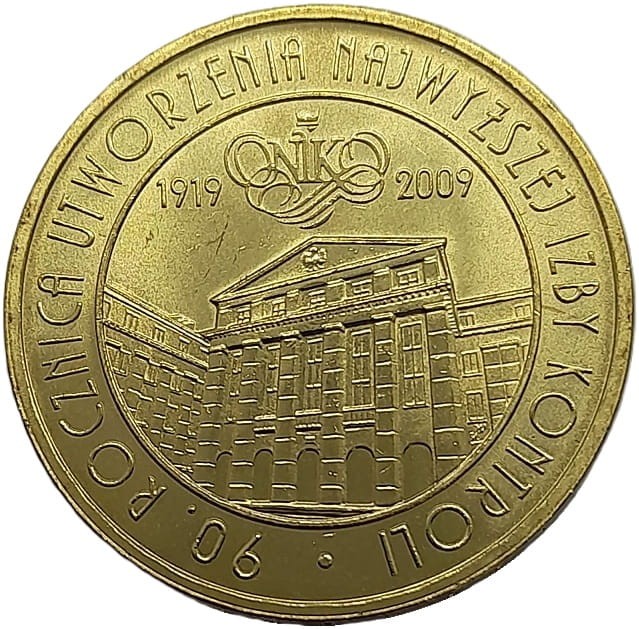 Moneta 2 zł 90 rocznica Utworzenia Najwyższej Izby Kontroli 2009