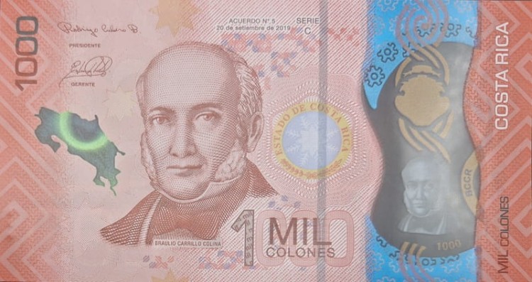 Kostaryka banknot 1000 colones 2019 awers