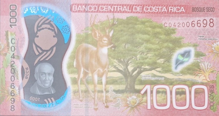 Kostaryka banknot 1000 colones 2019 rewers