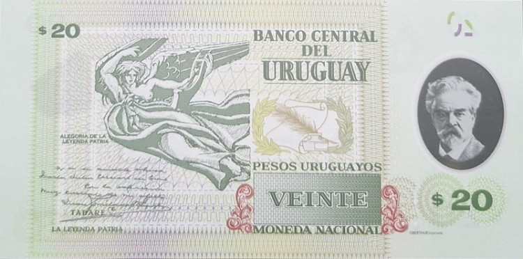 Urugwaj banknot 20 pesos 2020 rewers