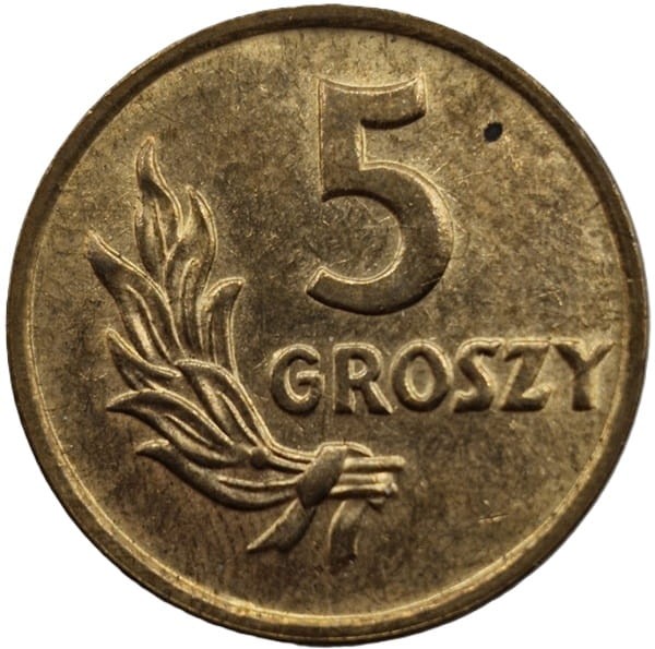 Moneta 5 groszy 1949 brąz rewers