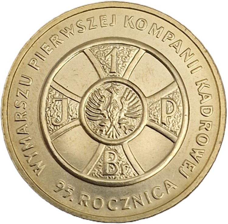 Moneta 2 zł 95 rocznica Wymarszu Pierwszej Kompanii 2009 rewers