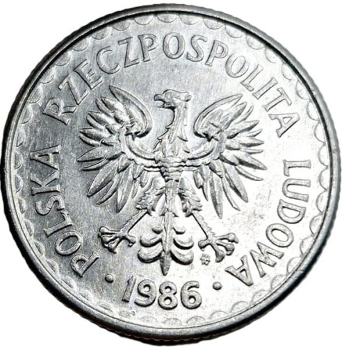 Moneta 1 złoty 1986 stan 1 awers