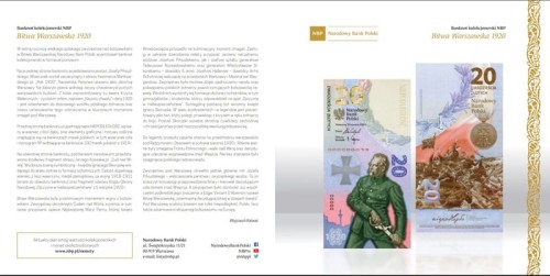 Folder emisyjny do banknot kolekcjonerski 20 zł Bitwa Warszawska awers