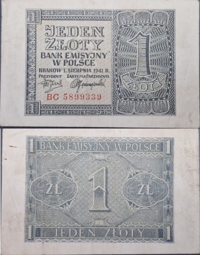 Banknot 1 złoty 1941