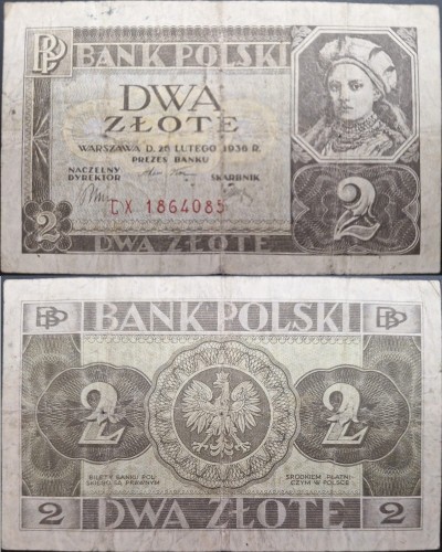 Banknot 2 złote 1936