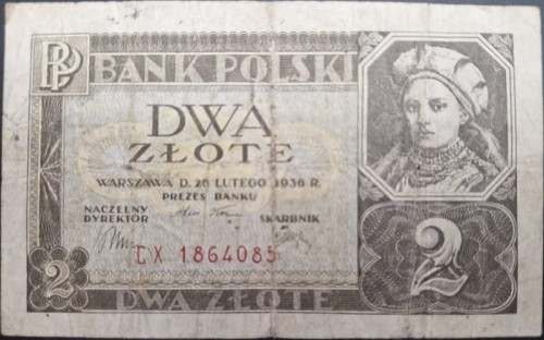Banknot 2 złote 1936 awers