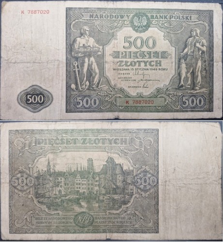Banknot 500 złotych 1946 stan 4
