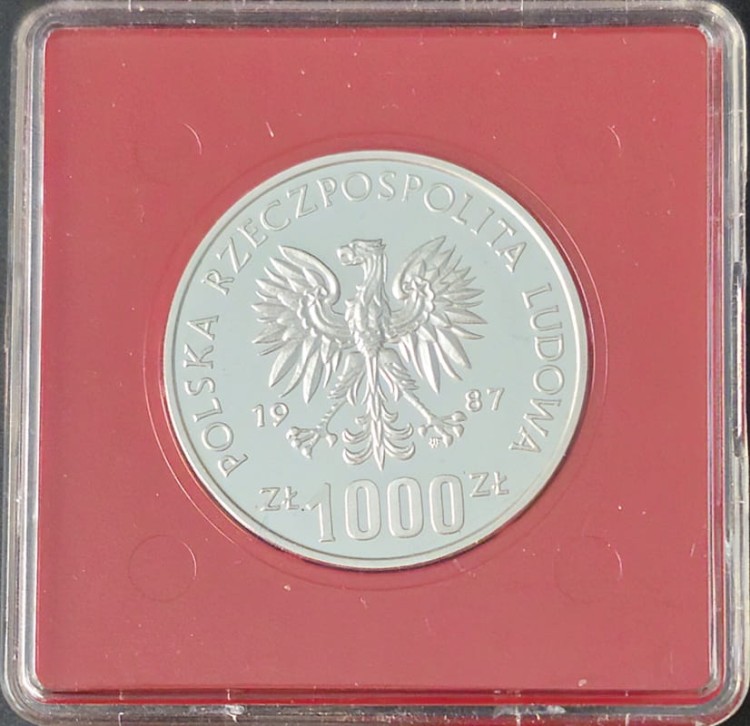 Moneta 1000 zł Kazimierz Wielki Próba 1987 awers