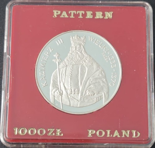 Moneta 1000 zł Kazimierz Wielki Próba 1987 rewers