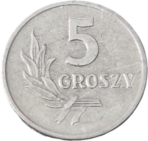 Moneta 5 groszy 1965 rewers