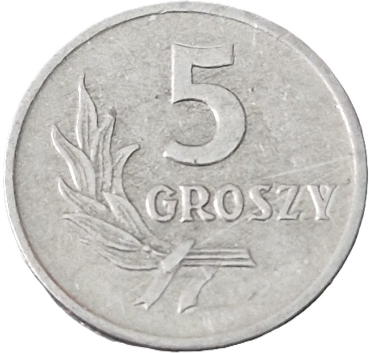 Moneta 5 groszy 1965 rewers