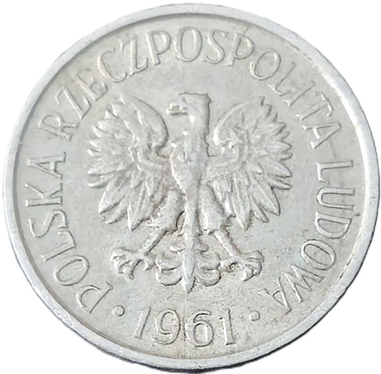 Moneta prl 5 groszy 1961 awers