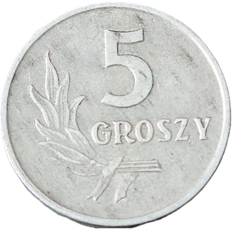 Moneta prl 5 groszy 1961 rewers
