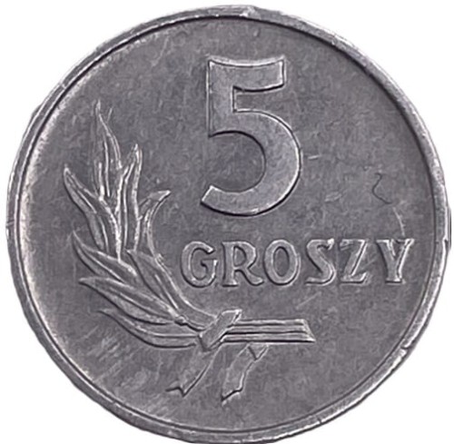 Moneta prl 5 groszy 1962 rewers