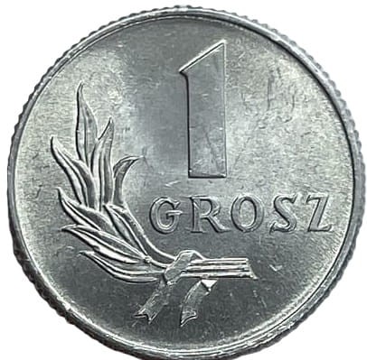 Moneta PRL 1 grosz 1949 r. obiegowe rewers