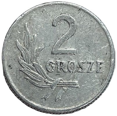 Moneta 2 grosze 1949 r. rewers