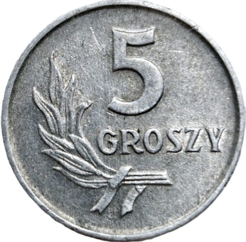 Moneta prl 5 groszy 1963 rewers