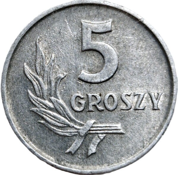 Moneta prl 5 groszy 1963 rewers