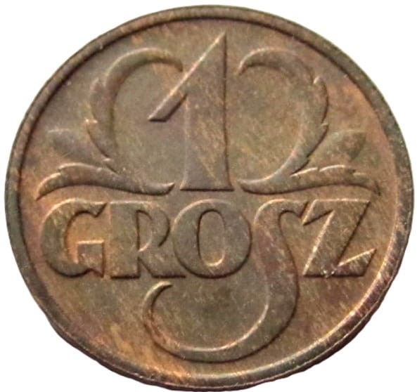 Moneta 1 grosz 1939 rewers
