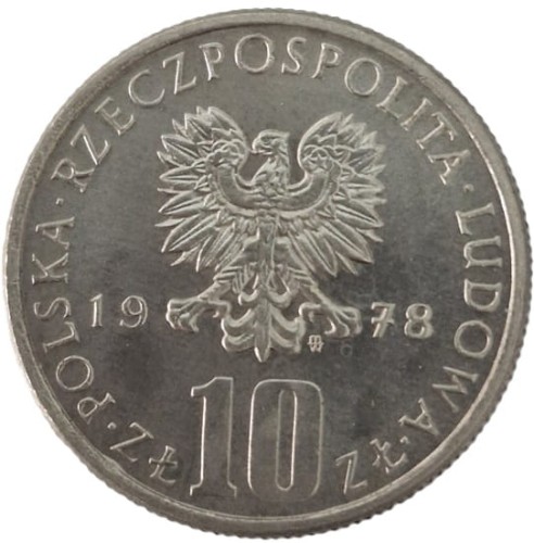 Moneta PRL 10 złotych 1978 Bolesław Prus awers
