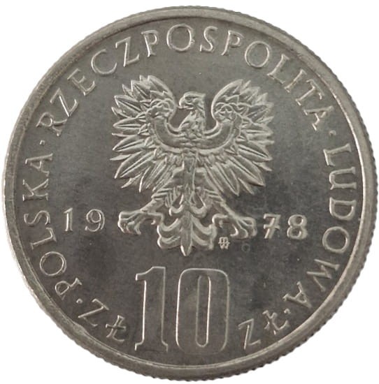 Moneta PRL 10 złotych 1978 Bolesław Prus awers