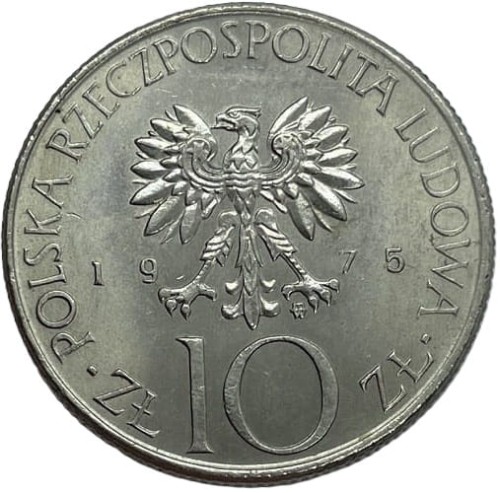 Moneta PRL 10 złotych  1975 Mickiewicz awers