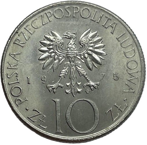 Moneta PRL 10 złotych  1975 Mickiewicz awers