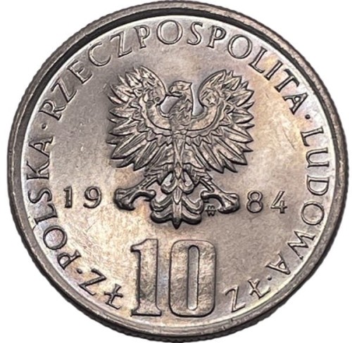Moneta prl 10 złotych 1984 Prus awers