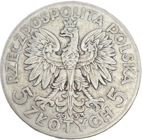 Moneta 5 złotych 1933 Polonia Głowa Kobiety awers