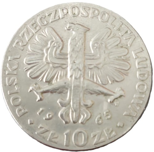 Moneta 10 zł Warszawska Nike 1965 awers