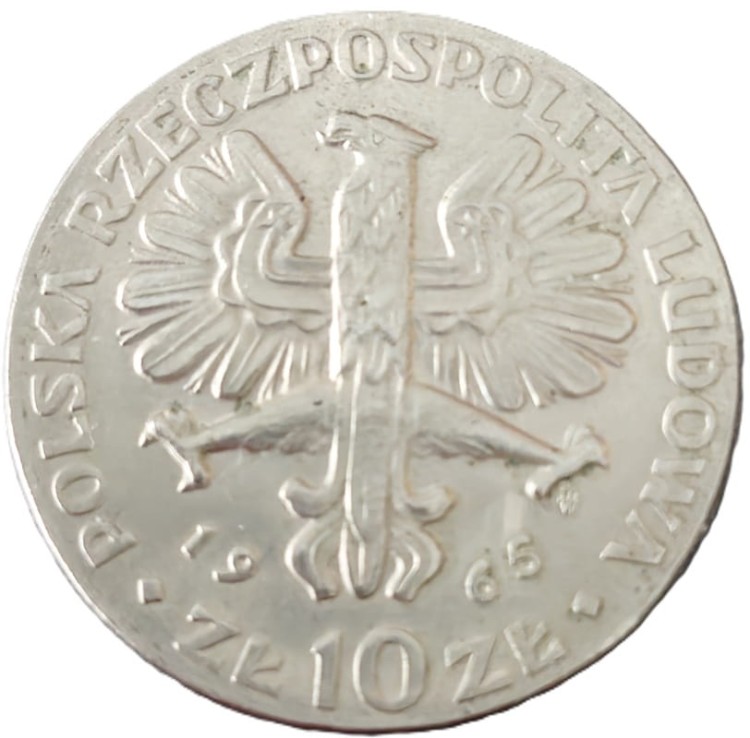 Moneta 10 zł Warszawska Nike 1965 awers