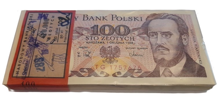 Banknot 100 zł 1988 Ludwik Waryński z paczki