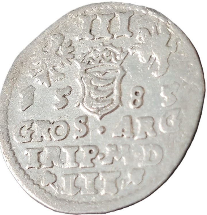 Moneta trojak 1585 Stefan Batory Wilno