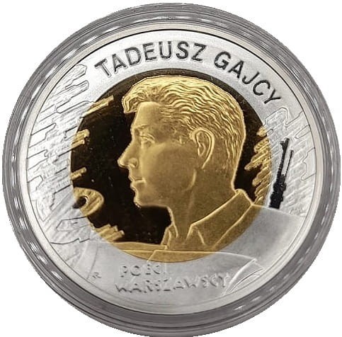 Moneta 10 zł Tadeusz Gajcy 2009 rewers