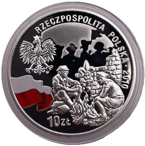 Moneta 10 zł 100. rocznica Harcerstwa Polskiego 2010 awers