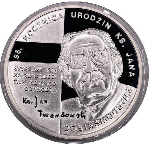 Moneta 10 zł 95. rocz. urodzin ks. Jana Twardowskiego 2010 rewers