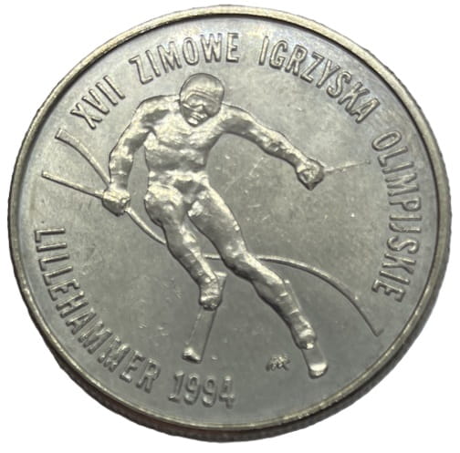 Moneta 20000 zł Zimowe Igrzyska Lillehammer 1993 rewers